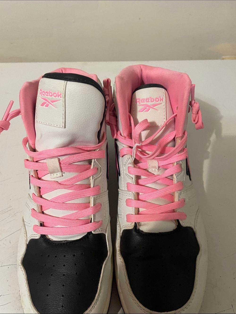 Reebok Women’s High-Top Sneakers — White, Black & Pink
